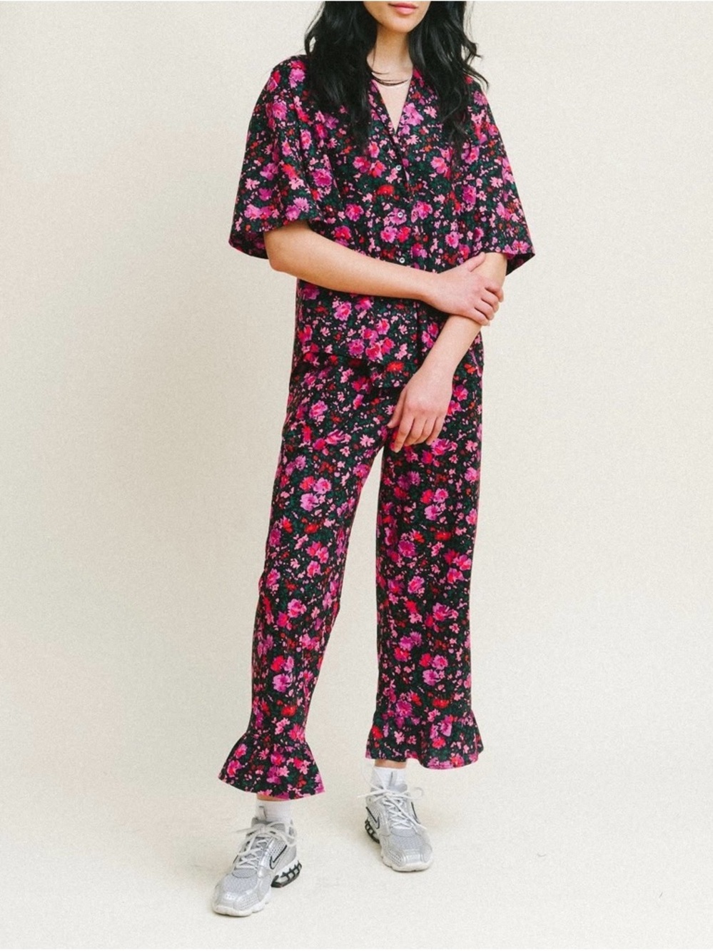 A Bronze Age Romeo Button Down & Party Pants Set in Abstract Floral Size XS